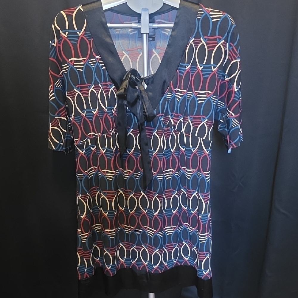 Bisou Bisou Multicolor Geometric Blouse